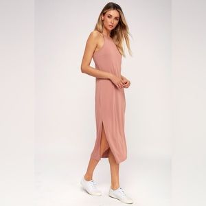 Olive + Oak Lira Dusty Rose Midi Dress | size: medium